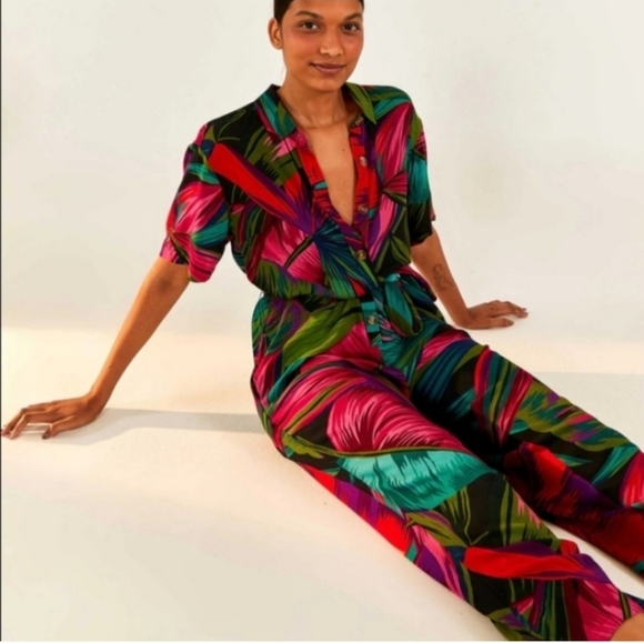 FARM Rio Colorful Leaf Print Jumpsuit - Picture 5 of 9